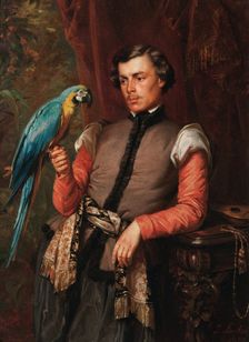 Nobleman with a Parrot, 1859. Creator: Jozef Simmler