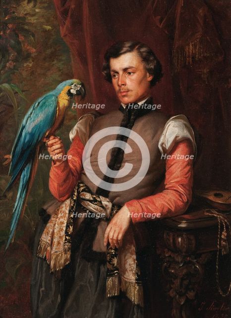 Nobleman with a Parrot, 1859. Creator: Jozef Simmler.