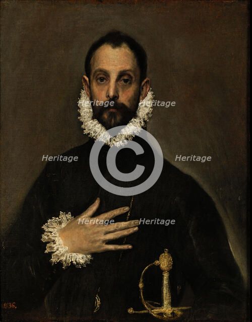 Nobleman with his Hand on his Chest, c. 1580. Artist: El Greco, Dominico (1541-1614)