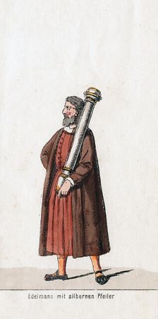 Nobleman with silver column, costume design for Shakespeare's play, Henry VIII, 19th century