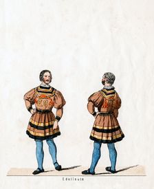 Noblemen, costume design for Shakespeare's play, Henry VIII, 19th century