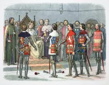 Nobles before King Richard II, Westminster, 1387 (1864). Creator: James William Edmund Doyle