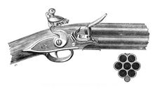 Nock's seven-barrelled carbine, 1807, (1881). Creator: Unknown