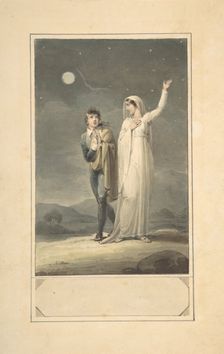 Nocturnal Landscape with Two Figures (design for an engraved book illustration), 1807-44. Creator: Henry Corbould