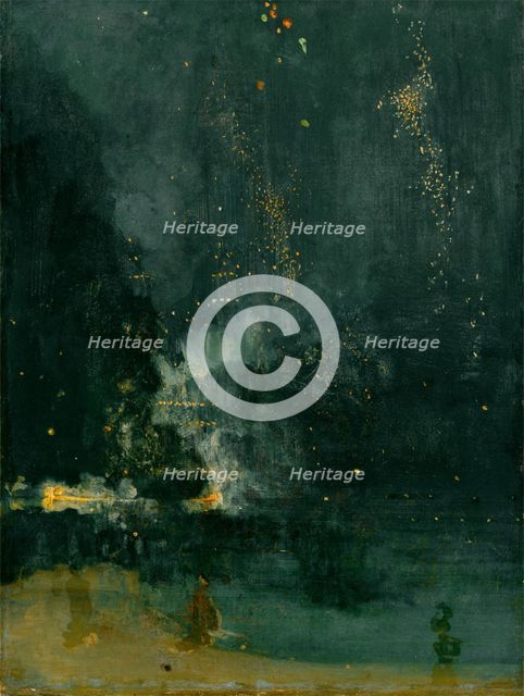 Nocturne in Black and Gold, the Falling Rocket, 1875. Creator: James Abbott McNeill Whistler.