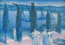 Nocturne with Cypresses (Nocturne aux cyprès), 1896. Creator: Cross, Henri Edmond (1856-1910)