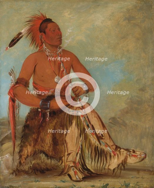 Nóm-ba-mon-nee, Double Walker, a Brave, 1832. Creator: George Catlin.