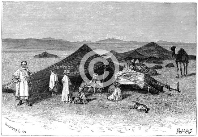 Nomad encampment, Sahara, c1890. Artist: Hildibrand