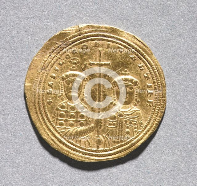 Nomisma with Basil II Bulgarotonos and His Brother Constantine VIII (reverse), 977-1025. Creator: Unknown.