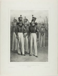Non-Commissioned Officer and Soldiers of the Volhynie Regiment (Imperial Guard), Camp V..., 1842–44. Creator: Auguste Raffet