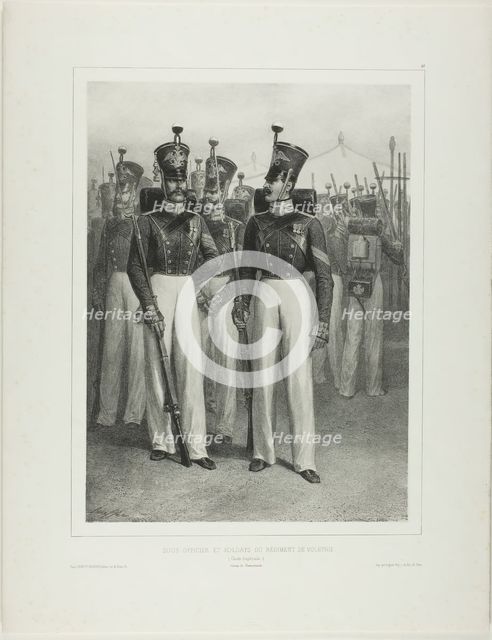 Non-Commissioned Officer and Soldiers of the Volhynie Regiment (Imperial Guard), Camp V..., 1842–44. Creator: Auguste Raffet.