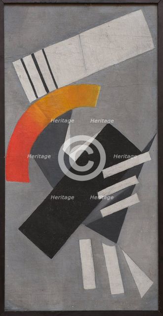 Nonrepresentational Composition on a gray background, 1916. Creator: Rozanova, Olga Vladimirovna (1886-1918).