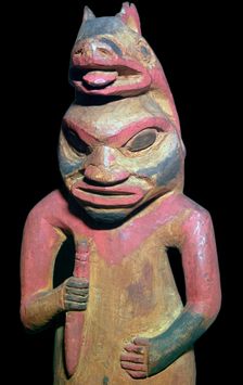 Nootka Sound Native American figure of a man wearing a bear's skin