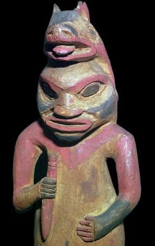 Nootka Sound Native American figure of a man wearing a bear's skin