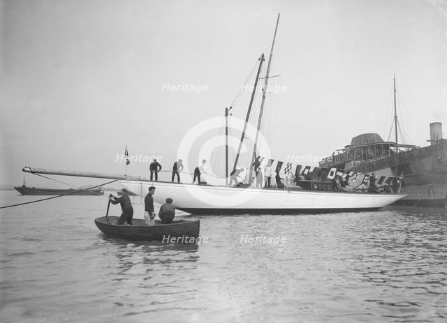 'Norada' after launching, Portsmouth Harbour, 17th June 1911.  Creator: Kirk & Sons of Cowes.