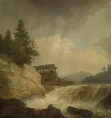Nordic Landscape with a Waterfall, 1843. Creator: Johann Christian Michael Ezdorf