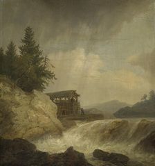 Nordic Landscape with a Waterfall, 1843. Creator: Johann Christian Michael Ezdorf