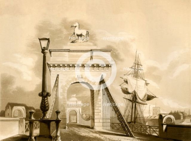 'Norfolk Bridge, New Shoreham', 1835. Creator: George Baxter.