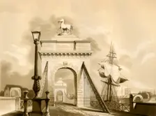 Norfolk Bridge, New Shoreham 1835. Creator: George Baxter