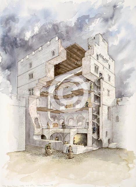 Norham Castle, mid 15th century, (1990-2010) Artist: Peter Dunn.