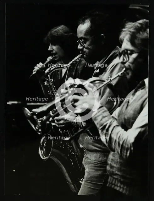 Norma Winstone, Art Themen and Henry Lowther performing at The Stables, Wavendon, Buckinghamshire. Creator: Denis Williams.