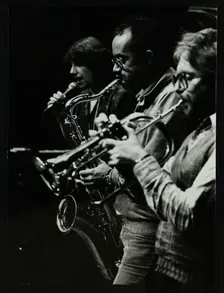 Norma Winstone, Art Themen and Henry Lowther performing at The Stables, Wavendon, Buckinghamshire. Creator: Denis Williams