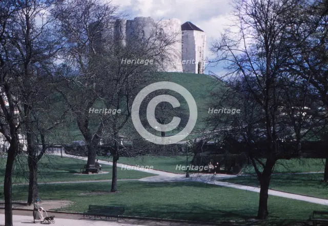 Norman Motte and Bailey, Cliffords Tower, York, c1960. Artist: CM Dixon.