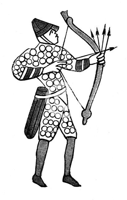 Norman archer, Bayeux Tapestry, c1070s, (1870). Artist: Unknown