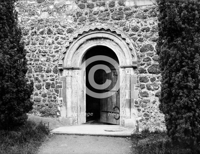 Norman doorway of St Laurence's Church, Upton, Slough, Berkshire, 1883. Artist: Henry Taunt.