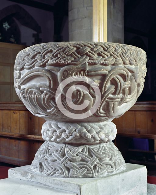 Norman font, Church of St Cassian, Chaddesley Corbett, Worcestershire, c2006. Artist: James O Davies.