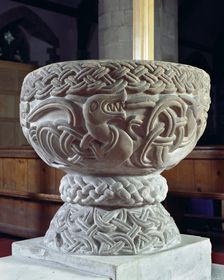 Norman font, Church of St Cassian, Chaddesley Corbett, Worcestershire, c2006. Artist: James O Davies