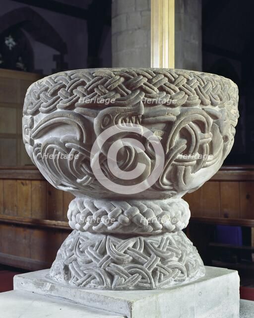 Norman font, Church of St Cassian, Chaddesley Corbett, Worcestershire, c2006. Artist: James O Davies.