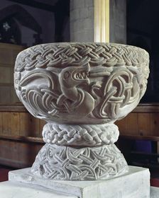 Norman font, Church of St Cassian, Chaddesley Corbett, Worcestershire, c2006. Artist: James O Davies