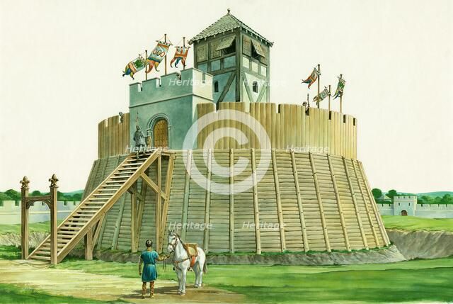 Norman lookout tower at Bramber Castle, West Sussex, c1995-c2009. Artist: Philip Corke.
