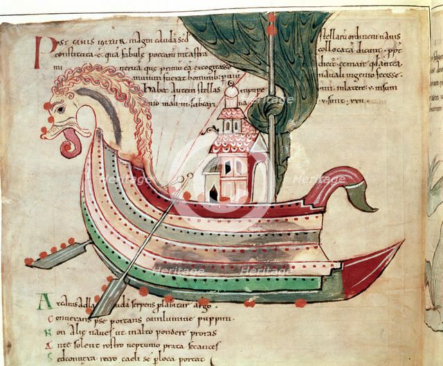 Norse dragon-prowed ship, c10th Century. Artist: Unknown