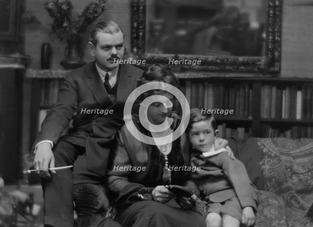 Norris, Charles G., Mr. and Mrs., and son, portrait photograph, between 1913 and 1942. Creator: Arnold Genthe.