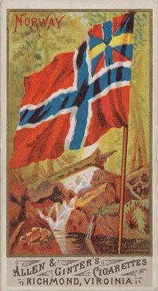 Norway, from Flags of All Nations, Series 1 (N9) for Allen & Ginter Cigarettes Brands, 1887. Creator: Allen & Ginter