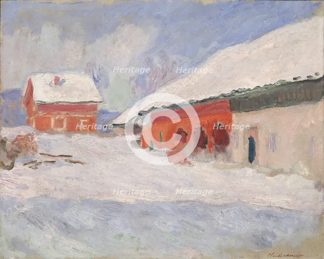 Norway. Red Houses at Björnegaard, 1895.