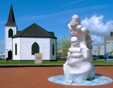 Norwegian Church and Antarctic 100 Memorial, Waterfront Park, Cardiff, Wales. Creator: Peter Thompson