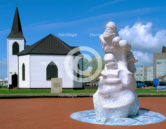 Norwegian Church and Antarctic 100 Memorial, Waterfront Park, Cardiff, Wales. Creator: Peter Thompson.