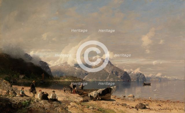 Norwegian fjord landscape, 1882. Creator: Georg Anton Rasmussen.