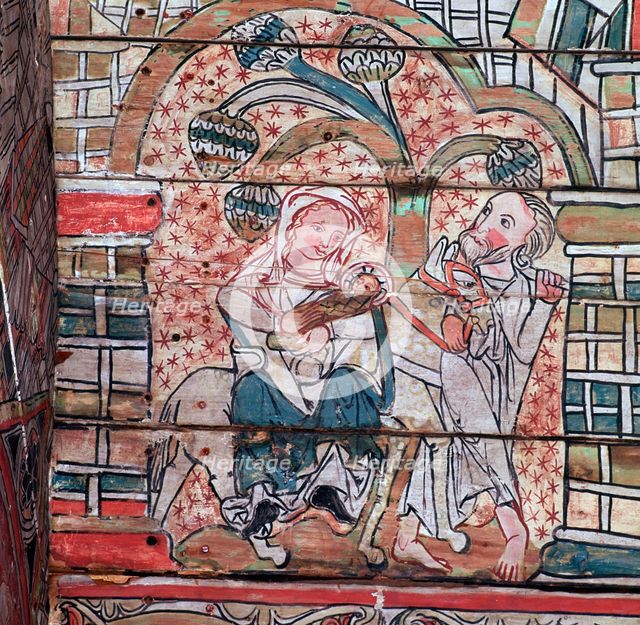 Norwegian painting of the flight to Egypt, 13th century. Artist: Unknown