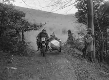 Norton and sidecar ridden by SL Grubb competing in the Inter-Varsity Trial, November 1931. Artist: Bill Brunell
