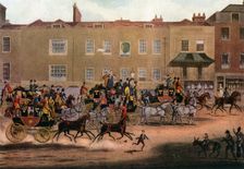 North Country Mails at the Peacock, Islington 1823 (1927).Artist: Thomas Sutherland