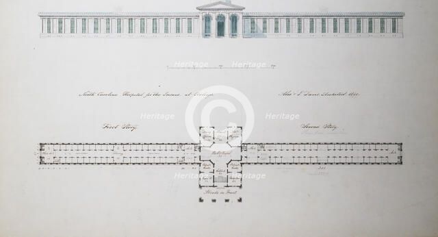 North Carolina Hospital for the Insane, at Raleigh, 1850. Creator: Alexander Jackson Davis.