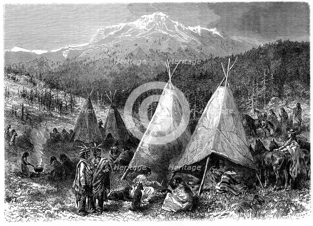North America Indian encampment in Oklahoma, 1889. Artist: Unknown
