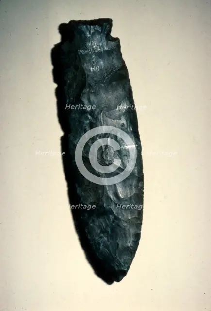 North American Indian Archaic Stone chipped Spear Point, Paleolithic. Artist: Unknown.