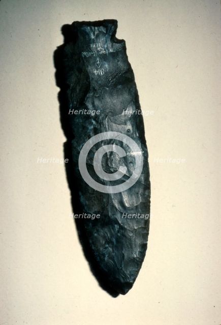 North American Indian Archaic Stone chipped Spear Point, Paleolithic. Artist: Unknown.