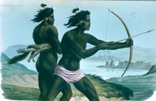 North American San Francisco Indians hunting with bows and arrows, c1840