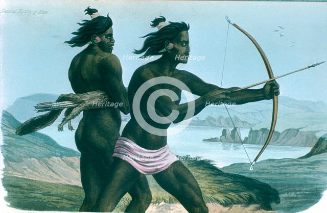 North American San Francisco Indians hunting with bows and arrows, c1840. Artist: Unknown